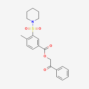 molecular formula C21H23NO5S B3463145 Phenacyl 4-methyl-3-piperidin-1-ylsulfonylbenzoate 