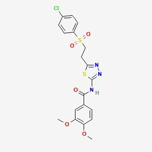 molecular formula C19H18ClN3O5S2 B3463156 N-(5-{2-[(4-chlorophenyl)sulfonyl]ethyl}-1,3,4-thiadiazol-2-yl)-3,4-dimethoxybenzamide 