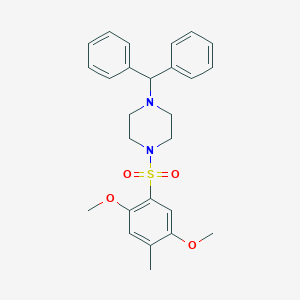 molecular formula C26H30N2O4S B346321 1-(2,5-Dimethoxy-4-methylbenzenesulfonyl)-4-(diphenylmethyl)piperazine CAS No. 873579-13-6