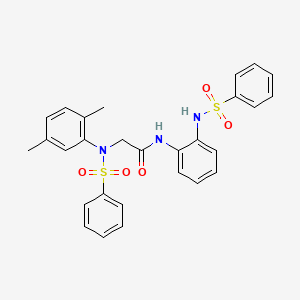 molecular formula C28H27N3O5S2 B3463244 N-[2-(benzenesulfonamido)phenyl]-2-[N-(benzenesulfonyl)-2,5-dimethylanilino]acetamide 