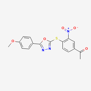 molecular formula C17H13N3O5S B3463275 1-(4-{[5-(4-methoxyphenyl)-1,3,4-oxadiazol-2-yl]thio}-3-nitrophenyl)ethanone 