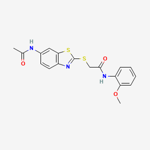 molecular formula C18H17N3O3S2 B3463283 2-{[6-(acetylamino)-1,3-benzothiazol-2-yl]thio}-N-(2-methoxyphenyl)acetamide 