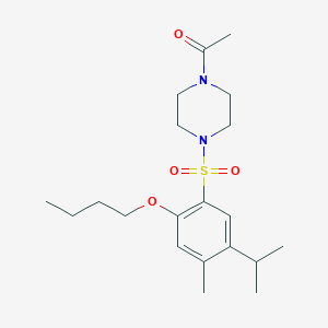molecular formula C20H32N2O4S B346330 1-Acetyl-4-{[2-butoxy-4-methyl-5-(methylethyl)phenyl]sulfonyl}piperazine CAS No. 942666-46-8
