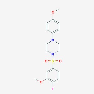 molecular formula C18H21FN2O4S B346333 1-[(4-Fluoro-3-methoxyphenyl)sulfonyl]-4-(4-methoxyphenyl)piperazine CAS No. 838865-89-7