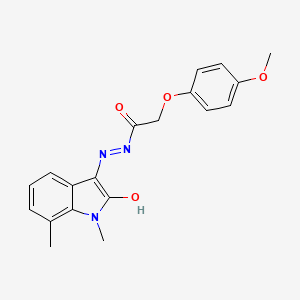 molecular formula C19H19N3O4 B3463380 N-(2-hydroxy-1,7-dimethylindol-3-yl)imino-2-(4-methoxyphenoxy)acetamide 