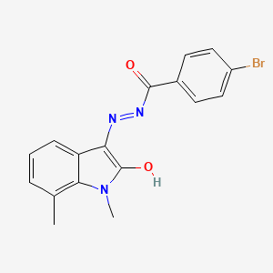 molecular formula C17H14BrN3O2 B3463385 4-bromo-N'-(1,7-dimethyl-2-oxo-1,2-dihydro-3H-indol-3-ylidene)benzohydrazide 