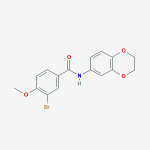 molecular formula C16H14BrNO4 B3463399 3-bromo-N-(2,3-dihydro-1,4-benzodioxin-6-yl)-4-methoxybenzamide 