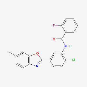 molecular formula C21H14ClFN2O2 B3463400 N-[2-chloro-5-(6-methyl-1,3-benzoxazol-2-yl)phenyl]-2-fluorobenzamide 