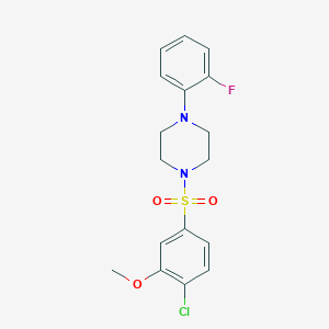 molecular formula C17H18ClFN2O3S B346341 1-[(4-Chloro-3-methoxyphenyl)sulfonyl]-4-(2-fluorophenyl)piperazine CAS No. 681844-73-5