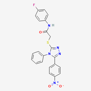 molecular formula C22H16FN5O3S B3463453 N-(4-fluorophenyl)-2-{[5-(4-nitrophenyl)-4-phenyl-4H-1,2,4-triazol-3-yl]sulfanyl}acetamide 