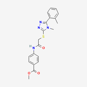 molecular formula C20H20N4O3S B3463460 methyl 4-[({[4-methyl-5-(2-methylphenyl)-4H-1,2,4-triazol-3-yl]sulfanyl}acetyl)amino]benzoate 