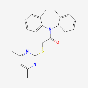 molecular formula C22H21N3OS B3463479 5-{[(4,6-dimethyl-2-pyrimidinyl)thio]acetyl}-10,11-dihydro-5H-dibenzo[b,f]azepine 