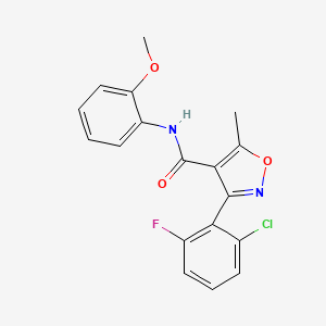 molecular formula C18H14ClFN2O3 B3463502 3-(2-chloro-6-fluorophenyl)-N-(2-methoxyphenyl)-5-methyl-4-isoxazolecarboxamide 