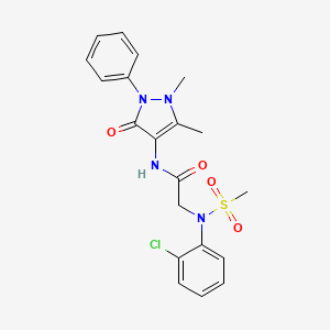 molecular formula C20H21ClN4O4S B3463534 N~2~-(2-chlorophenyl)-N~1~-(1,5-dimethyl-3-oxo-2-phenyl-2,3-dihydro-1H-pyrazol-4-yl)-N~2~-(methylsulfonyl)glycinamide 