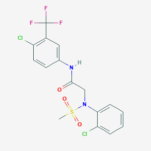 molecular formula C16H13Cl2F3N2O3S B3463546 N~2~-(2-chlorophenyl)-N~1~-[4-chloro-3-(trifluoromethyl)phenyl]-N~2~-(methylsulfonyl)glycinamide 