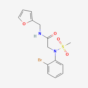 molecular formula C14H15BrN2O4S B3463555 N~2~-(2-bromophenyl)-N~1~-(2-furylmethyl)-N~2~-(methylsulfonyl)glycinamide 