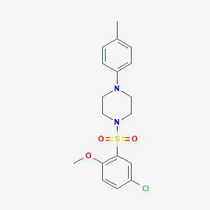 molecular formula C18H21ClN2O3S B346359 1-[(5-Chloro-2-methoxyphenyl)sulfonyl]-4-(4-methylphenyl)piperazine 