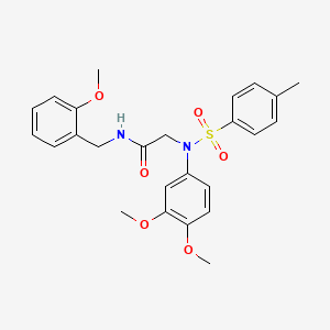 molecular formula C25H28N2O6S B3463610 2-(3,4-dimethoxy-N-(4-methylphenyl)sulfonylanilino)-N-[(2-methoxyphenyl)methyl]acetamide 