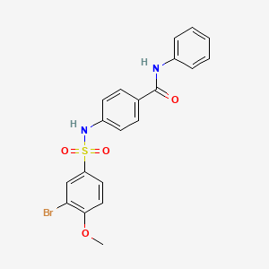 molecular formula C20H17BrN2O4S B3463669 4-{[(3-bromo-4-methoxyphenyl)sulfonyl]amino}-N-phenylbenzamide CAS No. 6158-95-8