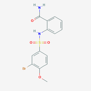 molecular formula C14H13BrN2O4S B3463672 2-{[(3-bromo-4-methoxyphenyl)sulfonyl]amino}benzamide 