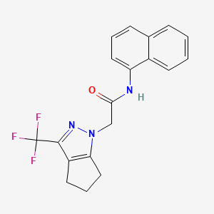 molecular formula C19H16F3N3O B3463712 N-(NAPHTHALEN-1-YL)-2-[3-(TRIFLUOROMETHYL)-1H,4H,5H,6H-CYCLOPENTA[C]PYRAZOL-1-YL]ACETAMIDE 