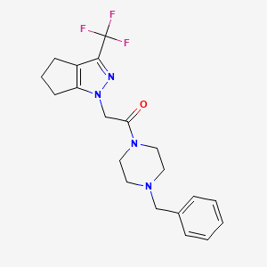 molecular formula C20H23F3N4O B3463715 1-[2-(4-benzyl-1-piperazinyl)-2-oxoethyl]-3-(trifluoromethyl)-1,4,5,6-tetrahydrocyclopenta[c]pyrazole 