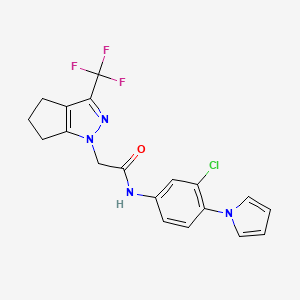 molecular formula C19H16ClF3N4O B3463738 N-[3-chloro-4-(1H-pyrrol-1-yl)phenyl]-2-[3-(trifluoromethyl)-5,6-dihydrocyclopenta[c]pyrazol-1(4H)-yl]acetamide 