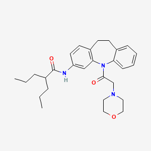 molecular formula C28H37N3O3 B3463766 N-[5-(4-morpholinylacetyl)-10,11-dihydro-5H-dibenzo[b,f]azepin-3-yl]-2-propylpentanamide 