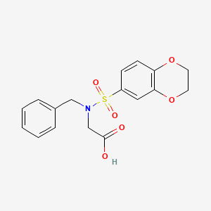 molecular formula C17H17NO6S B3463850 2-[Benzyl(2,3-dihydro-1,4-benzodioxin-6-ylsulfonyl)amino]acetic acid 