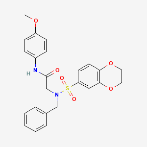 molecular formula C24H24N2O6S B3463870 N~2~-benzyl-N~2~-(2,3-dihydro-1,4-benzodioxin-6-ylsulfonyl)-N~1~-(4-methoxyphenyl)glycinamide 