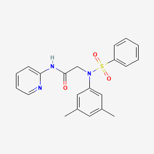 molecular formula C21H21N3O3S B3463884 2-[N-(benzenesulfonyl)-3,5-dimethylanilino]-N-pyridin-2-ylacetamide 