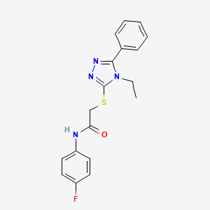 2-[(4-ethyl-5-phenyl-4H-1,2,4-triazol-3-yl)thio]-N-(4-fluorophenyl)acetamide