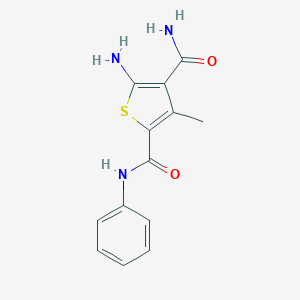 molecular formula C13H13N3O2S B346399 5-氨基-3-甲基-N~2~-苯硫吩-2,4-二甲酰胺 CAS No. 331959-40-1