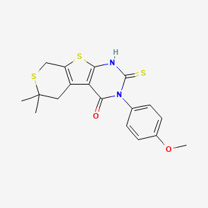 molecular formula C18H18N2O2S3 B3464033 4-(4-methoxyphenyl)-12,12-dimethyl-5-sulfanylidene-8,11-dithia-4,6-diazatricyclo[7.4.0.02,7]trideca-1(9),2(7)-dien-3-one 