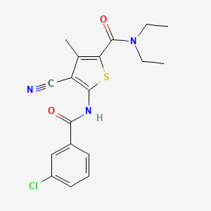 molecular formula C18H18ClN3O2S B3464051 5-[(3-chlorobenzoyl)amino]-4-cyano-N,N-diethyl-3-methyl-2-thiophenecarboxamide 