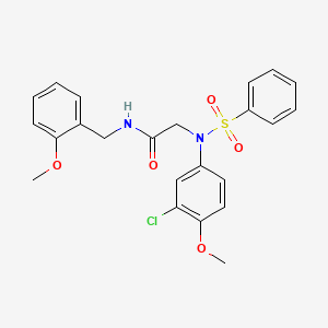 molecular formula C23H23ClN2O5S B3464075 N~2~-(Benzenesulfonyl)-N~2~-(3-chloro-4-methoxyphenyl)-N-[(2-methoxyphenyl)methyl]glycinamide CAS No. 5869-43-2