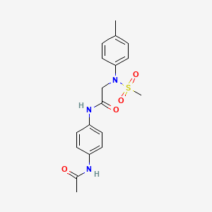 molecular formula C18H21N3O4S B3464081 N-(4-acetamidophenyl)-2-(4-methyl-N-methylsulfonylanilino)acetamide 