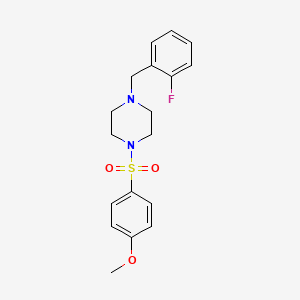 molecular formula C18H21FN2O3S B3464266 1-[(2-FLUOROPHENYL)METHYL]-4-(4-METHOXYBENZENESULFONYL)PIPERAZINE 