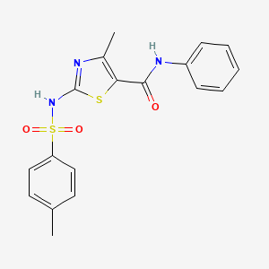 molecular formula C18H17N3O3S2 B3464380 4-methyl-2-{[(4-methylphenyl)sulfonyl]amino}-N-phenyl-1,3-thiazole-5-carboxamide 