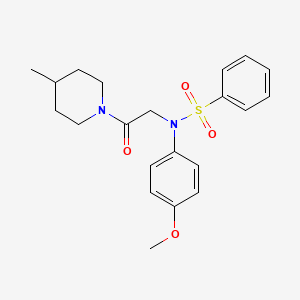 molecular formula C21H26N2O4S B3464570 N-(4-methoxyphenyl)-N-[2-(4-methyl-1-piperidinyl)-2-oxoethyl]benzenesulfonamide 