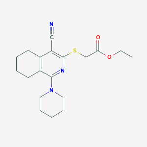 molecular formula C19H25N3O2S B3464599 ethyl {[4-cyano-1-(1-piperidinyl)-5,6,7,8-tetrahydro-3-isoquinolinyl]thio}acetate 