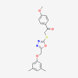 molecular formula C20H20N2O4S B3464615 2-({5-[(3,5-dimethylphenoxy)methyl]-1,3,4-oxadiazol-2-yl}thio)-1-(4-methoxyphenyl)ethanone 