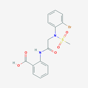 molecular formula C16H15BrN2O5S B3464761 2-{[N-(2-bromophenyl)-N-(methylsulfonyl)glycyl]amino}benzoic acid 