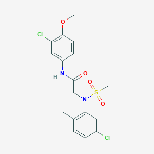 molecular formula C17H18Cl2N2O4S B3464823 N~1~-(3-chloro-4-methoxyphenyl)-N~2~-(5-chloro-2-methylphenyl)-N~2~-(methylsulfonyl)glycinamide 