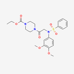 ethyl 4-[N-(3,4-dimethoxyphenyl)-N-(phenylsulfonyl)glycyl]-1-piperazinecarboxylate