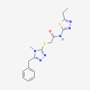 2-[(5-benzyl-4-methyl-4H-1,2,4-triazol-3-yl)thio]-N-(5-ethyl-1,3,4-thiadiazol-2-yl)acetamide