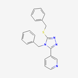 molecular formula C21H18N4S B3465001 3-[4-benzyl-5-(benzylthio)-4H-1,2,4-triazol-3-yl]pyridine 