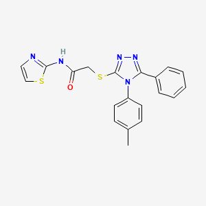 molecular formula C20H17N5OS2 B3465016 2-{[4-(4-methylphenyl)-5-phenyl-4H-1,2,4-triazol-3-yl]thio}-N-1,3-thiazol-2-ylacetamide 