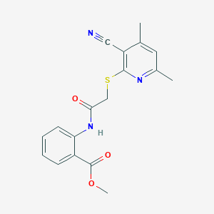 molecular formula C18H17N3O3S B3465085 methyl 2-({[(3-cyano-4,6-dimethylpyridin-2-yl)thio]acetyl}amino)benzoate 