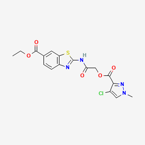 ethyl 2-[({[(4-chloro-1-methyl-1H-pyrazol-3-yl)carbonyl]oxy}acetyl)amino]-1,3-benzothiazole-6-carboxylate